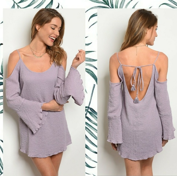 LAVENDER  BELL SLEEVE TUNIC DRESS - Picture 9 of 9